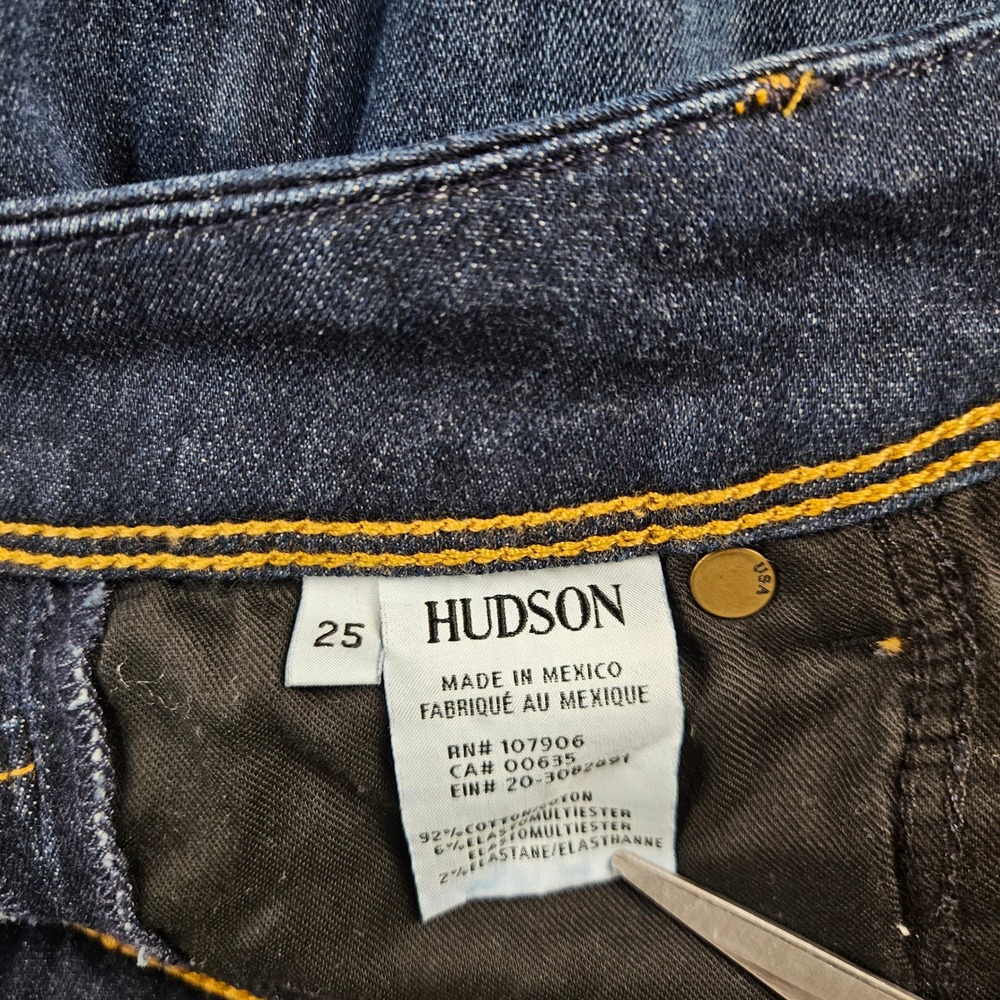 Hudson Collin Midrise Supermodel Skinny Jeans Dark Wash 25 WM422LDLO - Picture 6 of 10